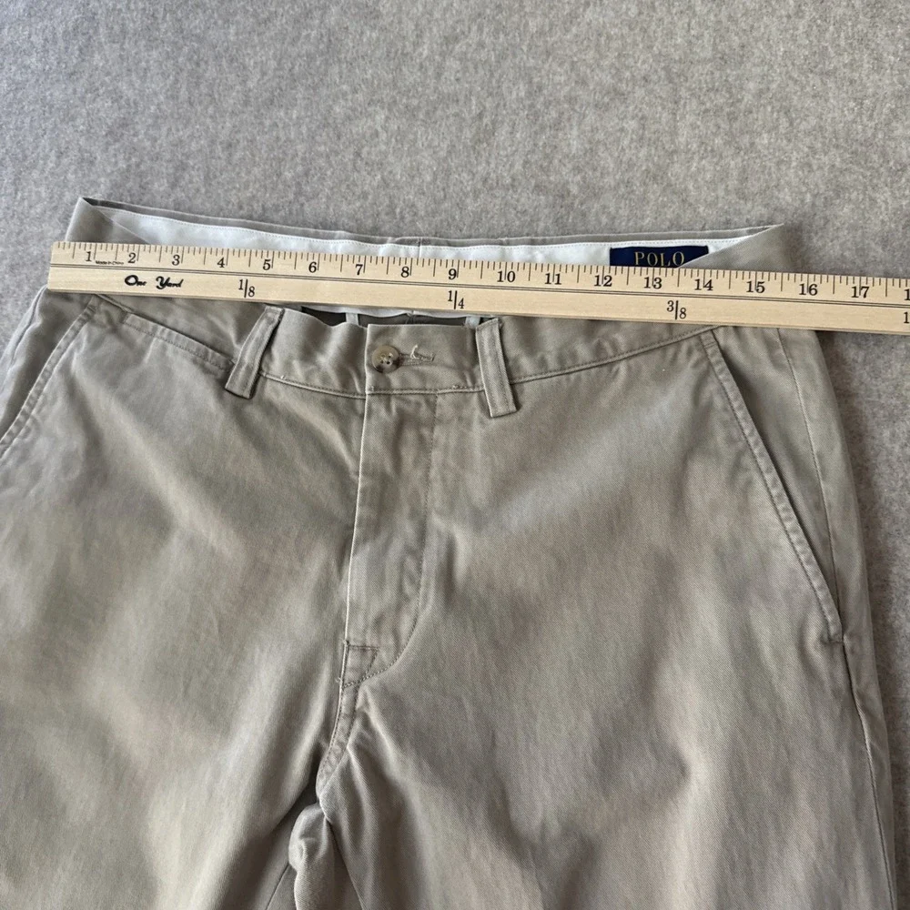 Polo Ralph Lauren Slim Fit Chino Pants Mens Actual 32x32 Khaki Cotton Flat Front